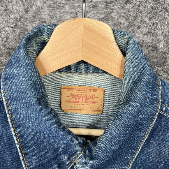 VINTAGE Levis Jacket Mens 40 Denim Trucker Type 3 70506-0216 Made in Canada 80s - Picture 3 of 9